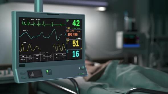 Medical Device Tests Heartbeat Of Patient In Operating Room At Modern Hospital alt