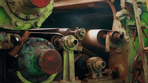 Old Manufactoring Equipment Produce Paper Machine Shafts At Paper Mill