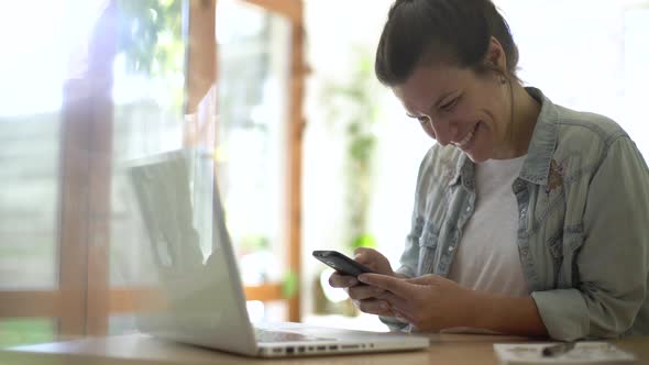 Woman using smart phone