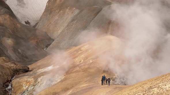 Tourists Walk in Kerlingarfjoll Geotermal Area