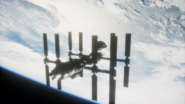 International Space Station in Outer Space Over the Planet Earth