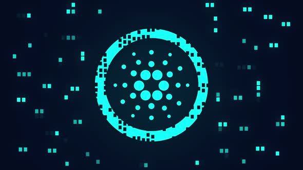 Cardano Coin Cryptocurrency Block Chain Pixel Art