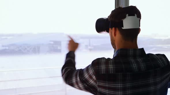 Man using virtual reality headset 4k