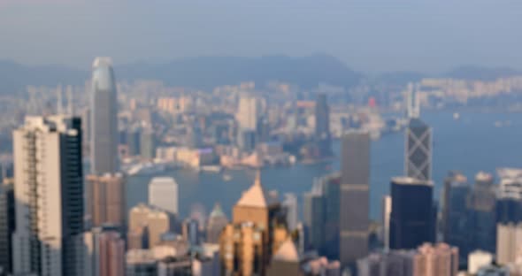 Hong Kong city landmark at sunset time