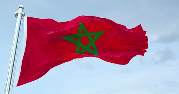 Morocco Flag Waving  Loop  4 K