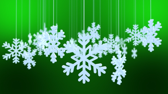 3D Snowflake On Green Background