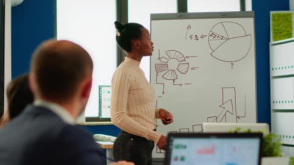 African American Manager Giving Tasks for Businesspeople in Office