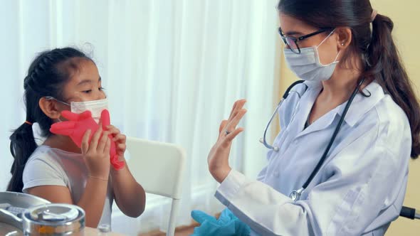 School Girl Visits Skillful Doctor at Hospital for Vaccination