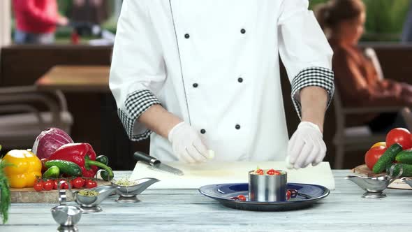 Chef Preparing Nicoise Salad