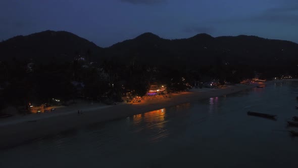 Aerial View on Night Coastline