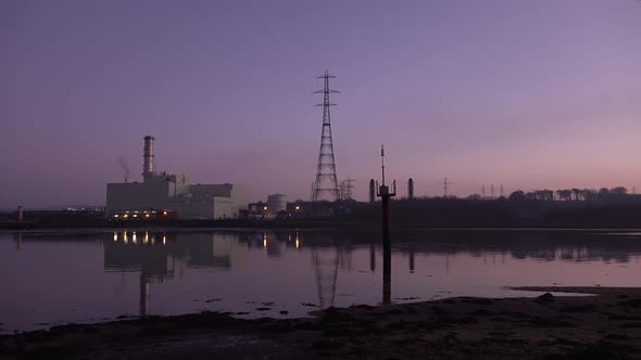 Power Station Producing Energy on the Banks of the River Foyle Near Derry Northern Ireland