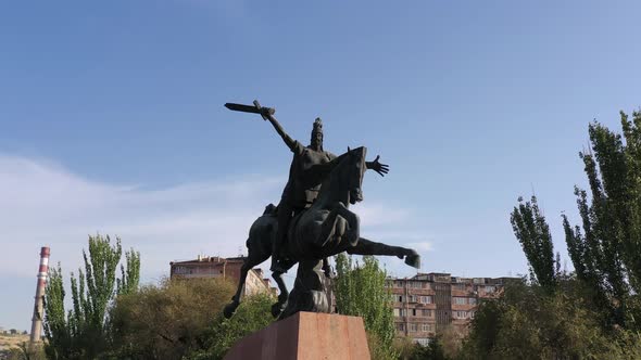  The statue of Vardan Mamikonyan in center of Yerevan, Armenia. 