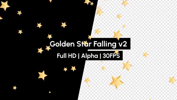 Golden Star Falling With Alpha