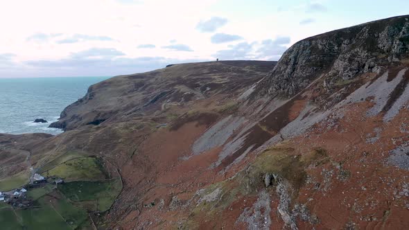 Flying Towards Glen Head in Glencolumbkille in County Donegal Republic of Irleand