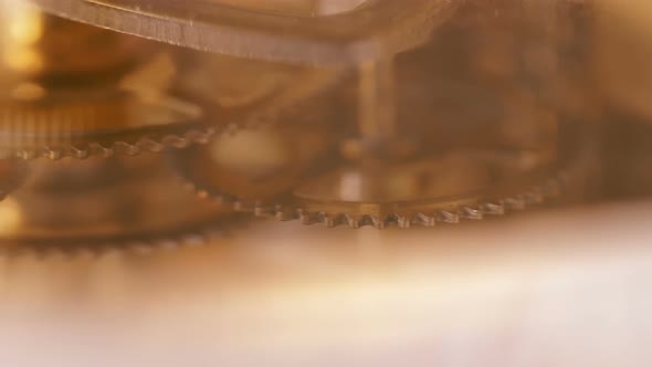  clock's wheels mechanism: wheels beating time- macro