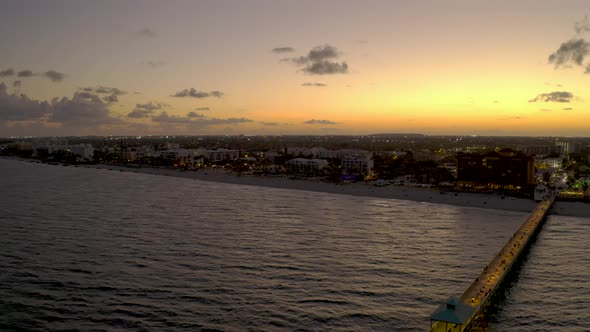 Aerial Twilight Deerfield Beach Florida Fishing Pier