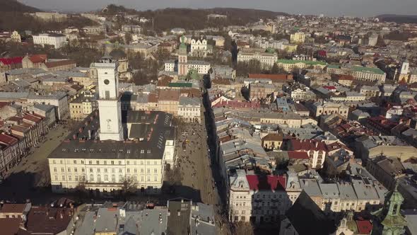 Central City Hall in the Tourist Center of Lviv