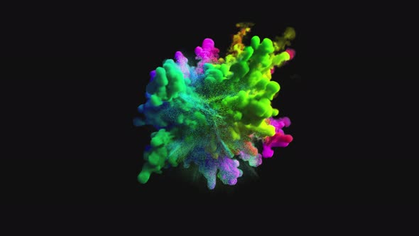 Explosion of Colorful Multicolored Smoke