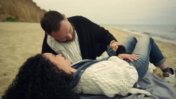 Couple Enjoying Romantic Date at Beach