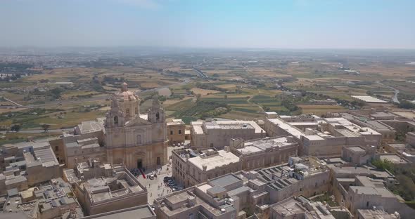 Aerial view of Mdina, a fortified silent city in Malta