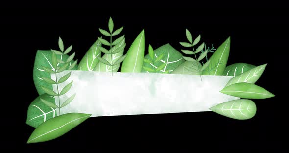 Stylized horizontal banner made of animated leaves with empty space