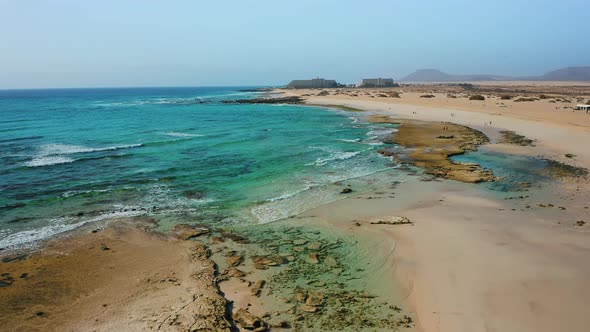 Aerial View of Corralejo Big Beach National Park Fuerteventura Canary Islands