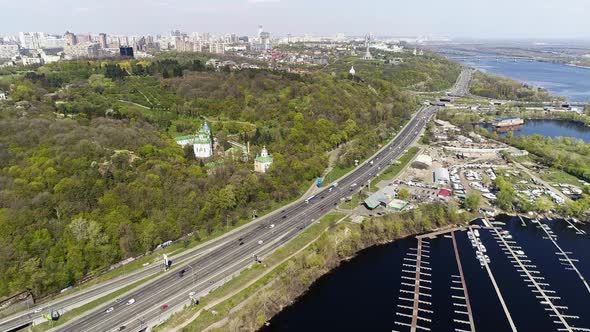 Aerial View of the Beautiful Panorama of the Cityscape in Spring