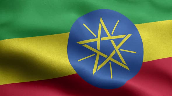Ethiopia Flag Seamless Closeup Waving Animation