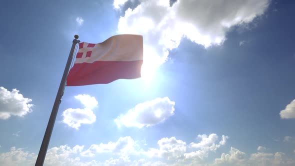 Utrecht Province Flag (Netherlands) on a Flagpole V4 - 4K