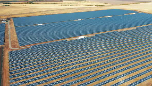 Alternative Energy, Renewable Electricity Concept. Solar Energy Farm Seen From Above