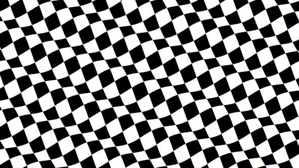 Hypnotic Black and White Checkerboard Tiles Wave Optical Illusion