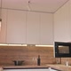 Wide Angle Tilt Shot of Modern White and Wooden Beige Kitchen Interior - VideoHive Item for Sale