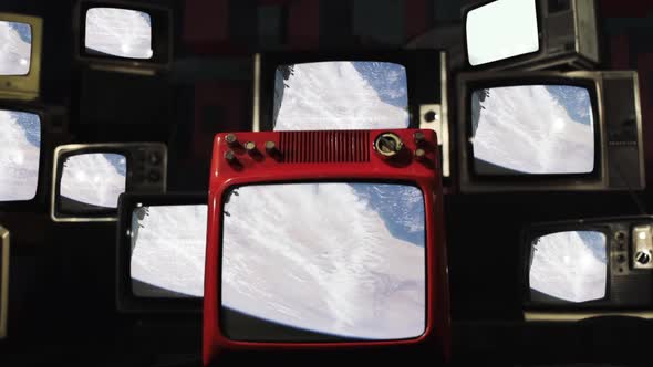 Sahara Desert from Space on a Retro TV Wall.
