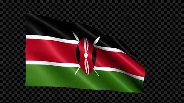 Kenya Flag Blowing In The Wind