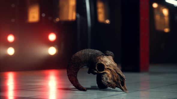 Old Ram Skull in Underground Subway