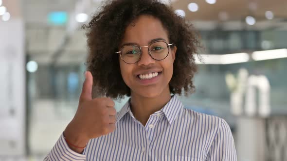 Positive African Businesswoman Doing Thumbs Up