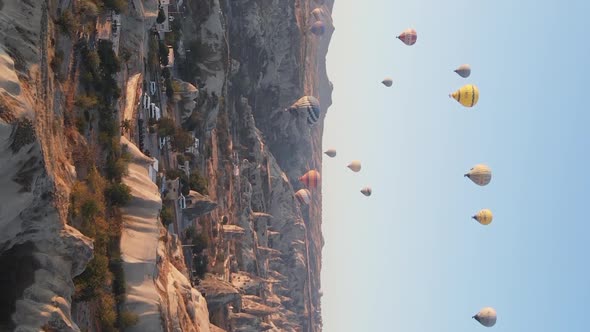 Balloons in Cappadocia Vertical Video Slow Motion