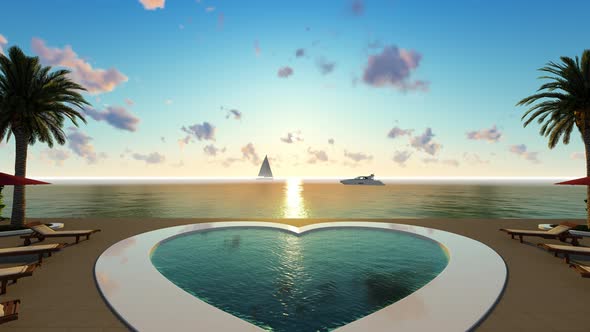 Heart Shaped Pool At Sunrise