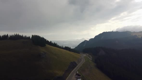 Mountain Road In Rarau Mountains, Drone Shot, Romania