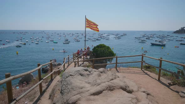 Catalan flag, viewpoint, mediterranean views