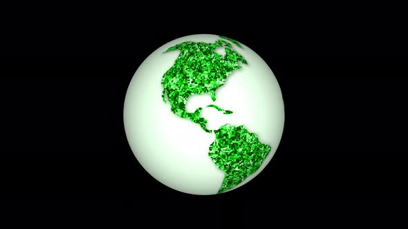 3d Rotated Green Planet Earth Animated