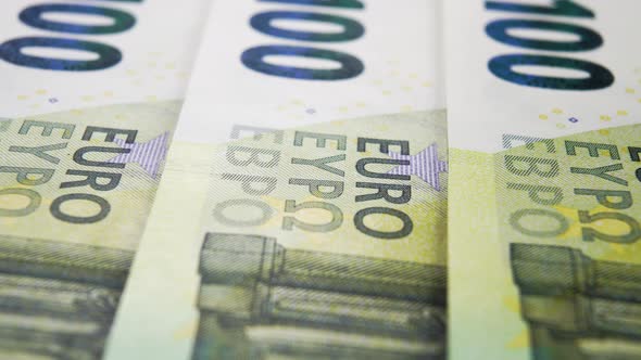 One hundred euro banknotes close up. Macro