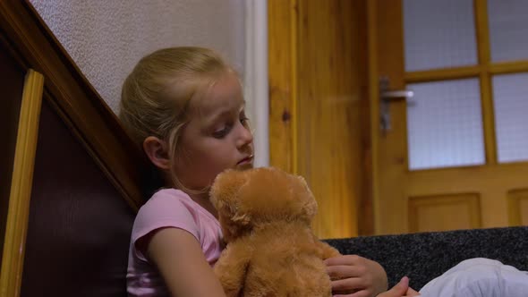 Sad Girl And Teddy Bear