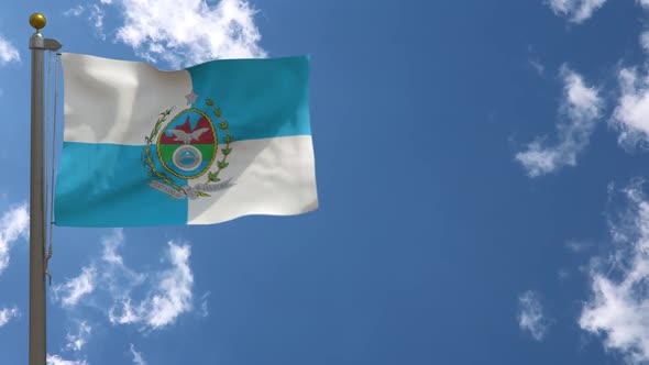 Rio De Janeiro State Flag (Brazil) On Flagpole