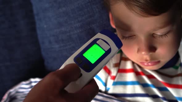 Portrait of Sick Ill Little Preschool Child Boy