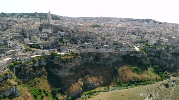 Panoramic View of Ancient Town of Matera in Sanny Day, Basilicata, Southern Italy