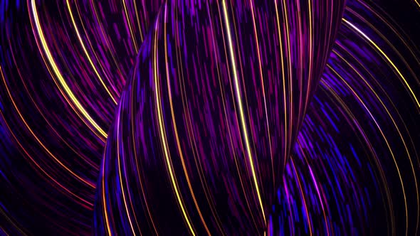 Abstract neon fast lines swirl on black background
