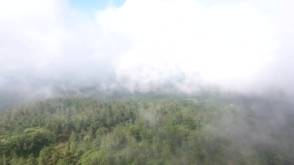 Aerial Landscape Area Mountain Merapi Fog Indonesia