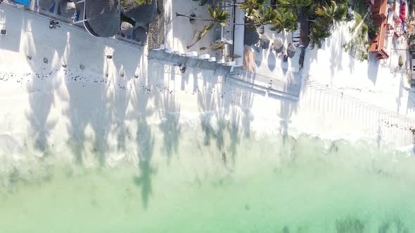 Vertical Video of the Ocean Near the Coast of Zanzibar Tanzania Aerial View