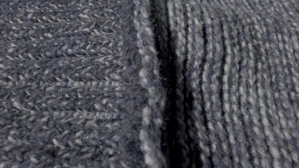 Knitted Gray Wool Fabric in Macro